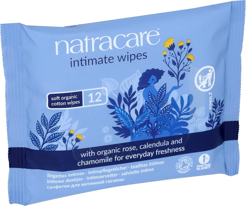 Natracare Organic Cotton Intimate Wipes with Chamomile, Calendula, and French Rose - 12 Wipes per Pack (24 Packs, Total 288 Wipes) - Image 2